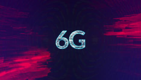 animation of 6g text banner and red light trails against black background