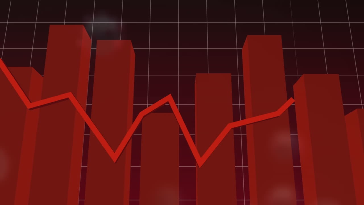animación de procesamiento de datos estadísticos y células de covid-19 flotando contra un fondo púrpura.