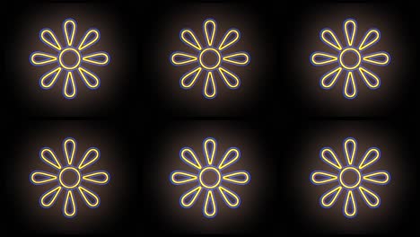 Abstract-summer-flowers-pattern-with-pulsing-neon-yellow-led-light-3