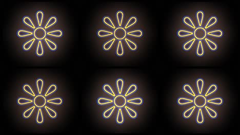 patrón abstracto de flores de verano con luz led de neón amarillo pulsante 3
