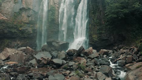 subjective reverse first-person view of nauyaca waterfalls in costa rica