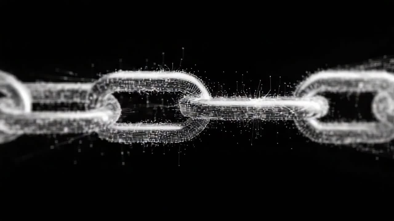 A Stunning Visualization of a Chain in Motion, Demonstrating Dynamic Movement and Energy Flow Between Links Against a Dark Background