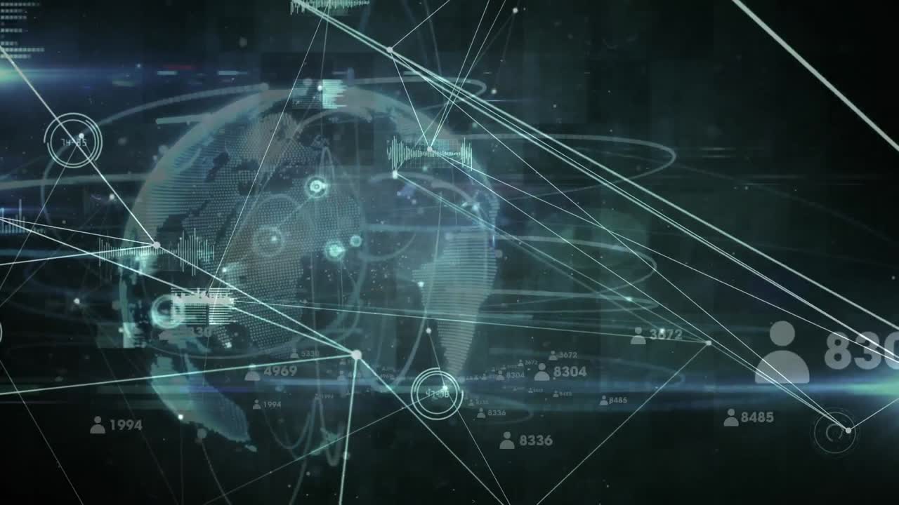 연결 네트워크와 사람 아이콘과 함께 지구의 애니메이션