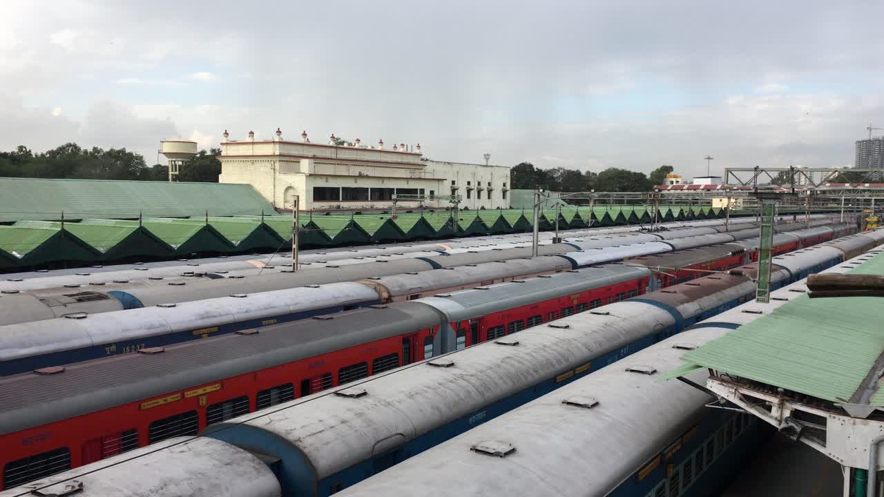 Indian Railway Station with Multiple Trains
