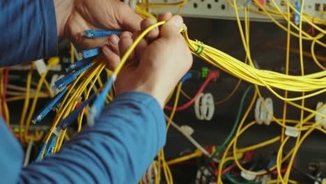 networking service. network engineer administrator checking server hardware equipment of data center