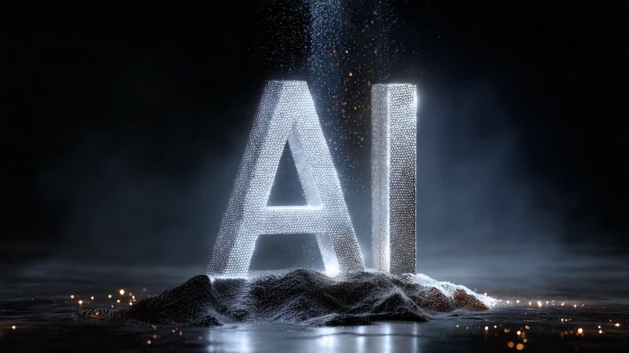 A captivating visual transformation of the letters 'AI' highlighted in different artistic styles, showcasing contrast between light and shadow with textured surfaces and dynamic ambiance