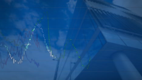 Animation-of-data-processing-against-low-angle-view-of-tall-building