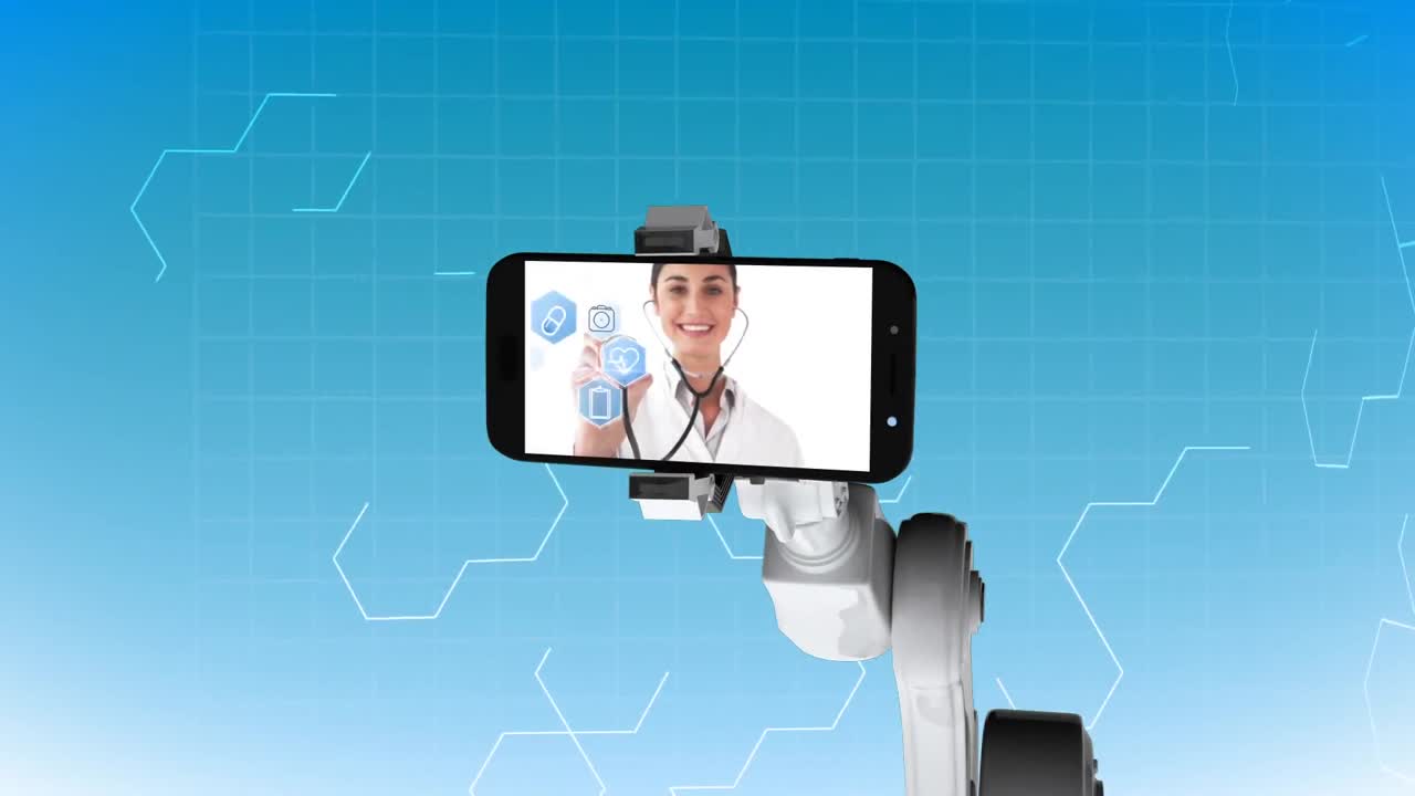 휴대 전화를 들고 있는 로 ⁇