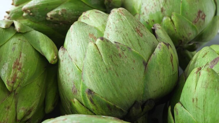 Close-up of Fresh Green Artichokes