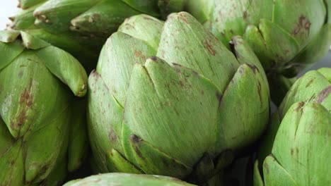 close-up of fresh green artichokes