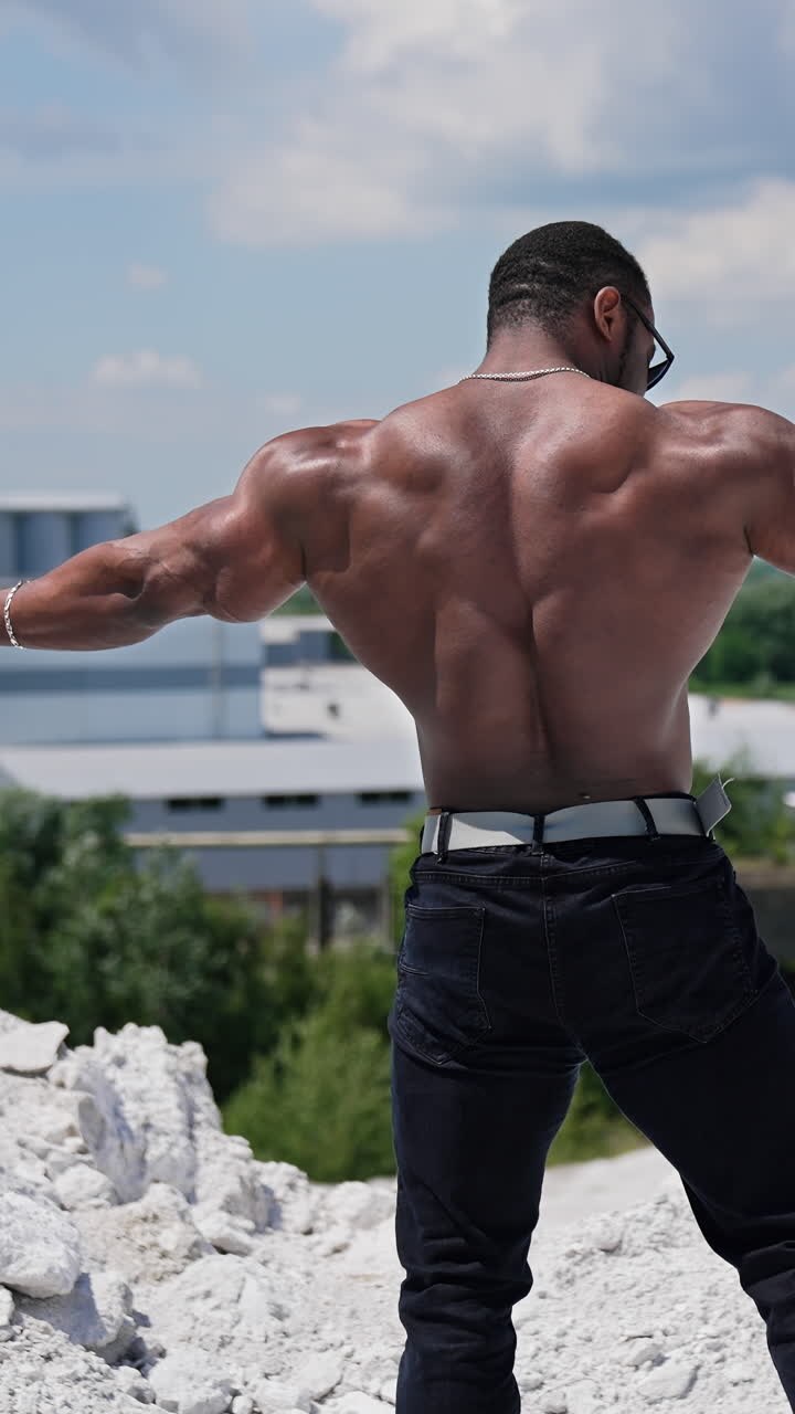 Young shirtless strong man