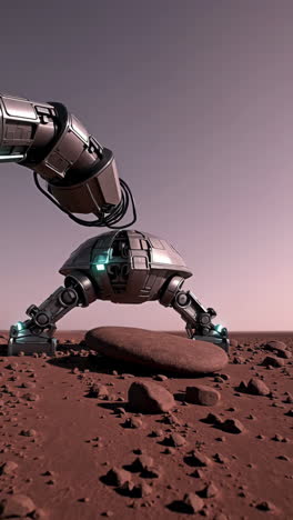 robot rover exploring mars-like landscape