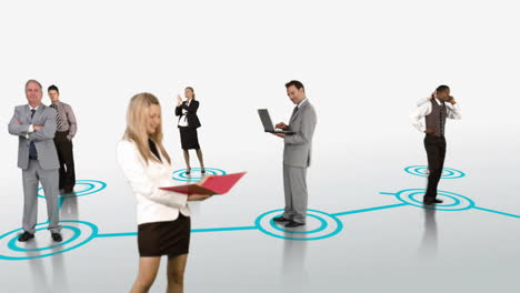 personas de negocios que se conectan en fondo blanco