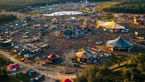 music festival crowd aerial view