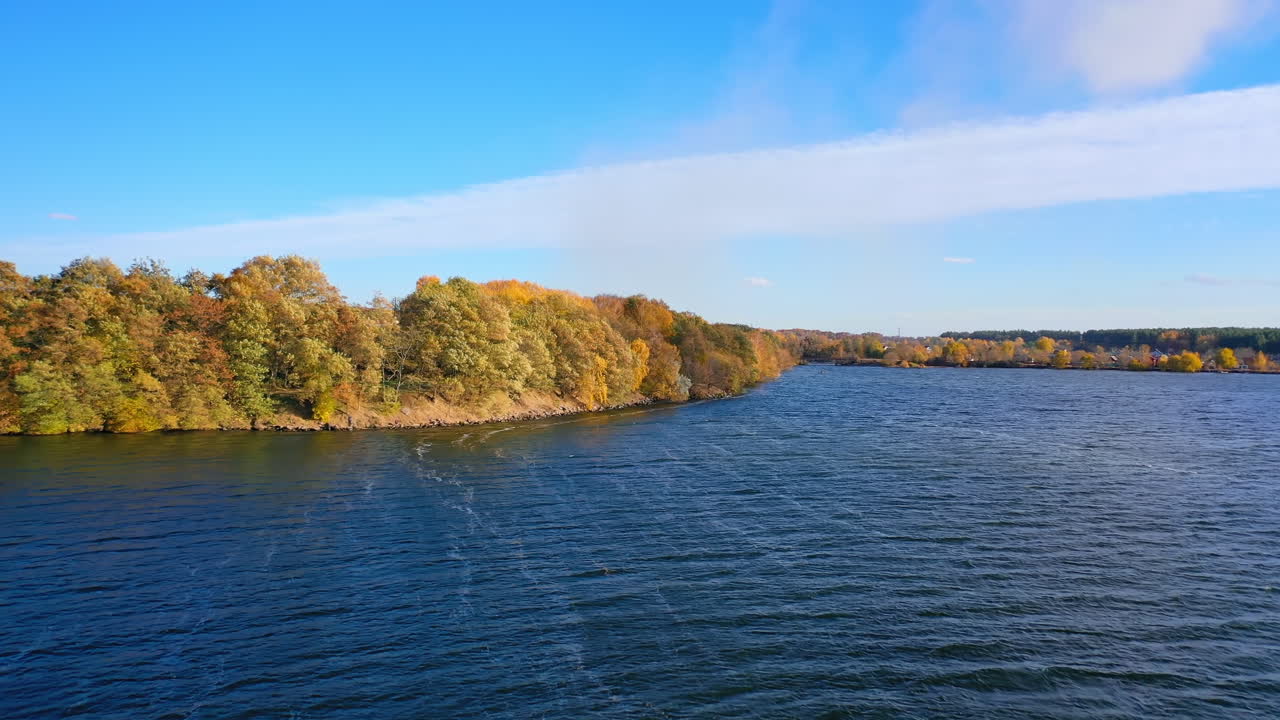Natural beautiful lake landscapes. Outdoor water scenery nature of autumn.