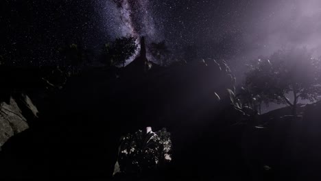 milky way galaxy over sandstone canyon walls