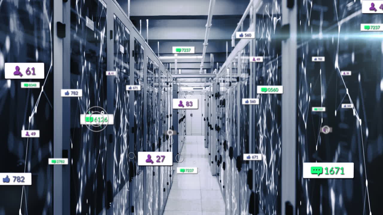 컴퓨터 서버를 통해 데이터 처리의 애니메이션