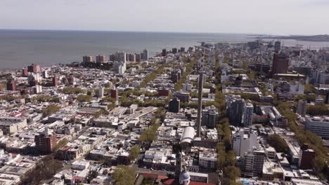 bird's eye view of the capital of uruguay with the atlantic ocean in the background