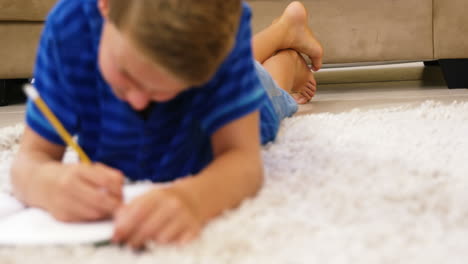 niño tendido en el suelo dibujando