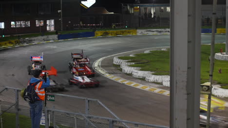 stock car racing at night: action shots from the speedway