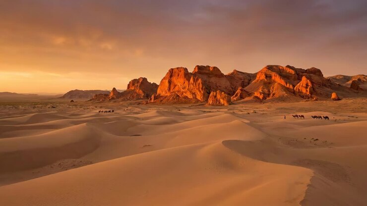 Paesaggi desertici suggestivi al tramonto