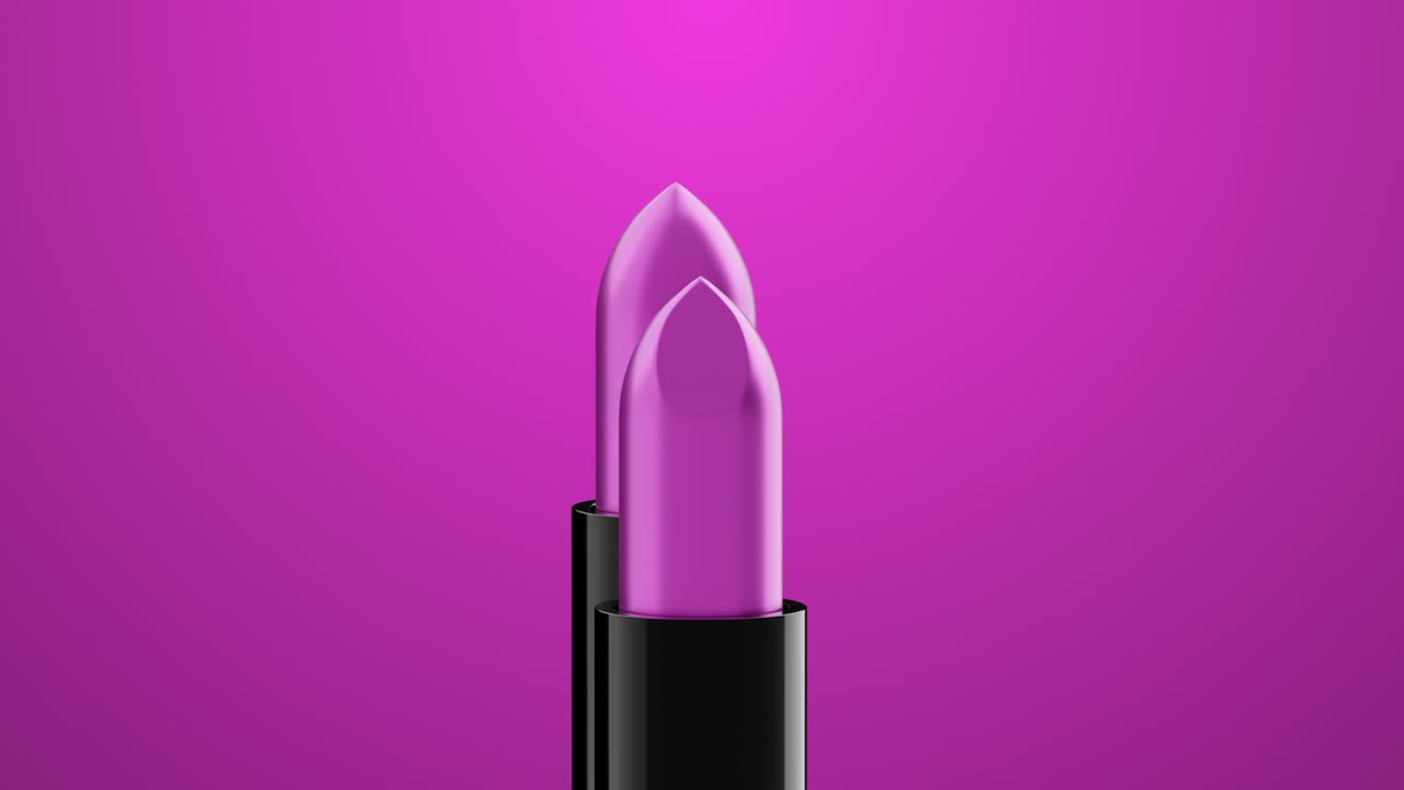Purple color lipstick rotate on purple background