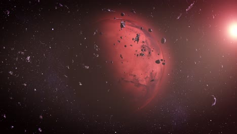 marte y los asteroides en el espacio