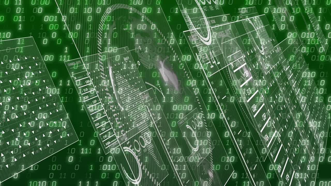 검은색 배경에 데이터 처리의 애니메이션