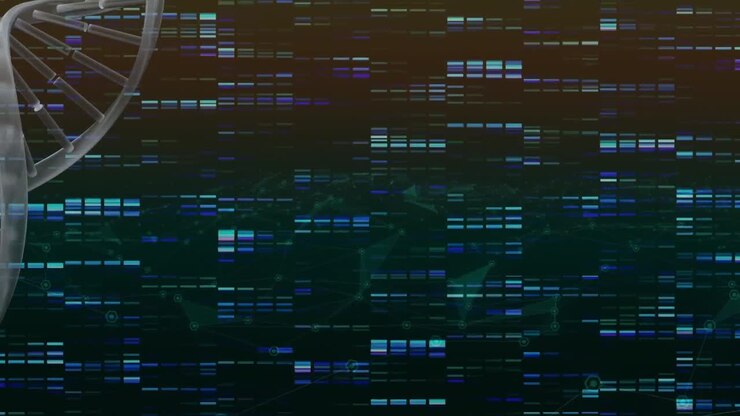 Animation of dna strand over shapes