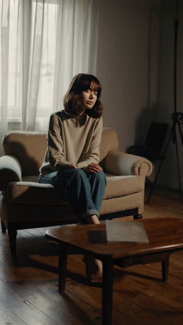 mujer sentada en una silla