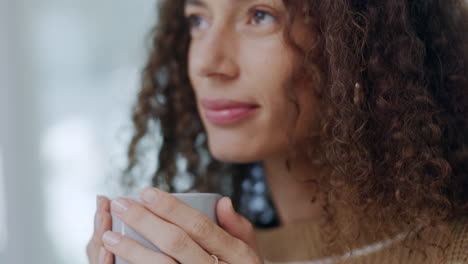 thinking woman drinking coffee