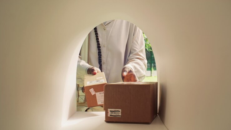 Postal Worker Placing Boxes into Mailbox during Delivery Route