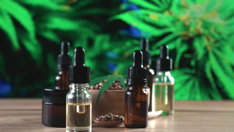 producto de maquillaje cosmético para el cuidado de la piel producido en un laboratorio legalizado por el cannabis.
