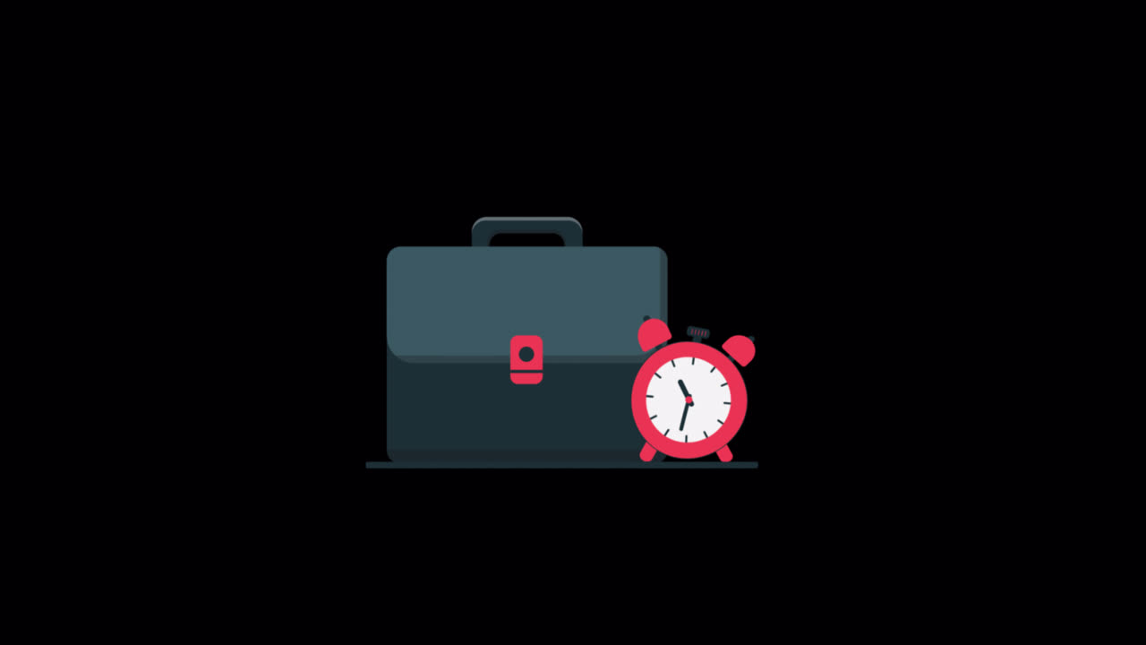 Animated Briefcase and Alarm Clock Showing Time Passing