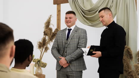 nervous man waiting in the altar