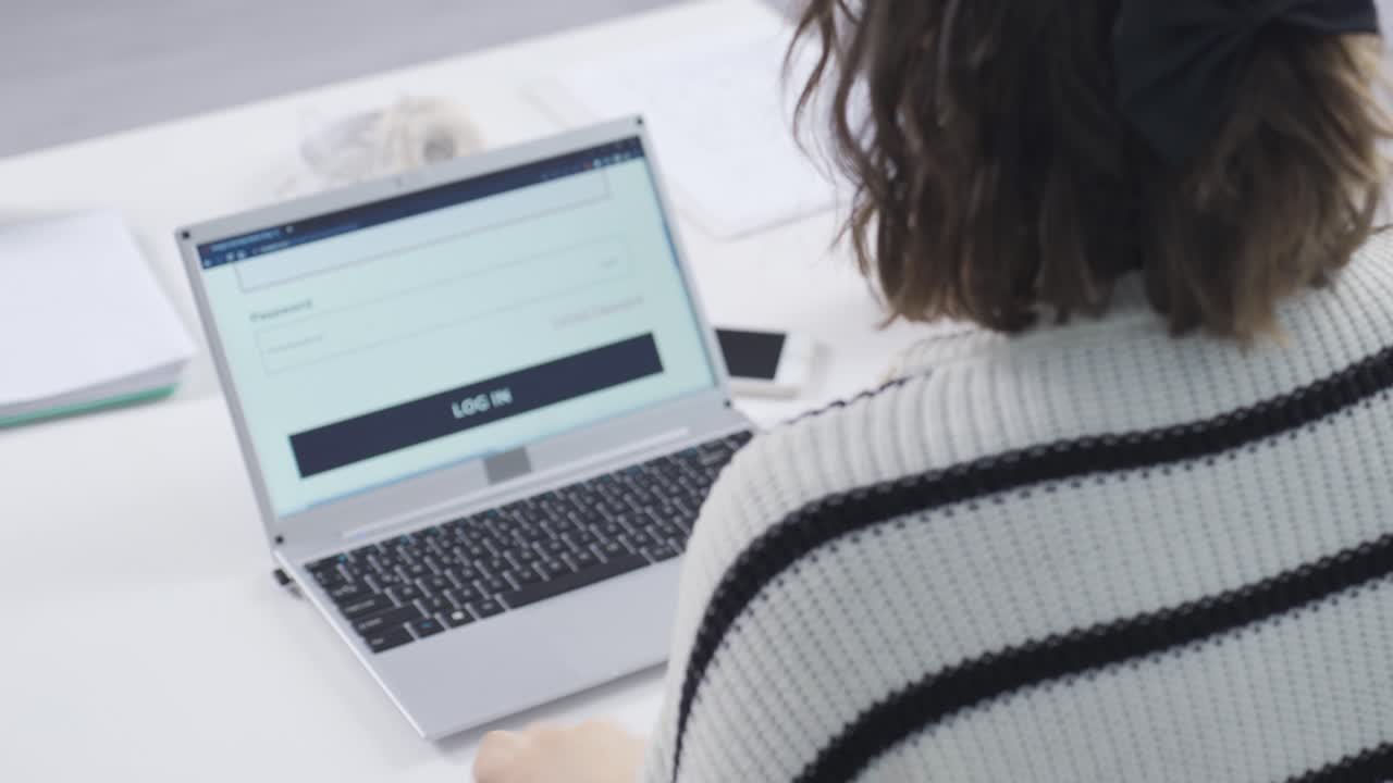 Password error. The woman who can't remember the password.