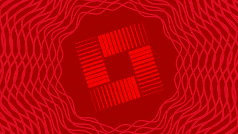 Graphic object that rotates in the center, increasing and then reducing size within a graphic frame, while the background quickly changes color creating a psychedelic effect, in 16: 9 video format