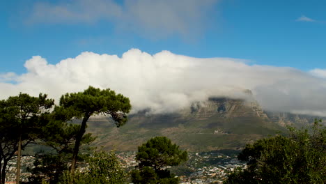 table mountain covered by iconic tablecloth, view from signal hill