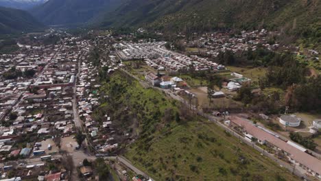 aerial view of a residential town in a mountain valley