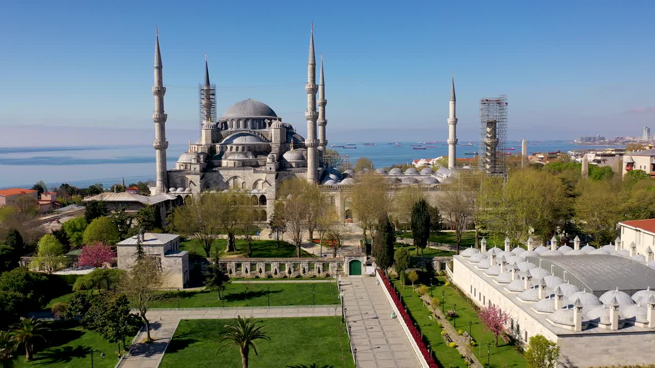 la mezquita del sultán ahmed, la mezquita azul desde estambul, turquía. vista aérea.