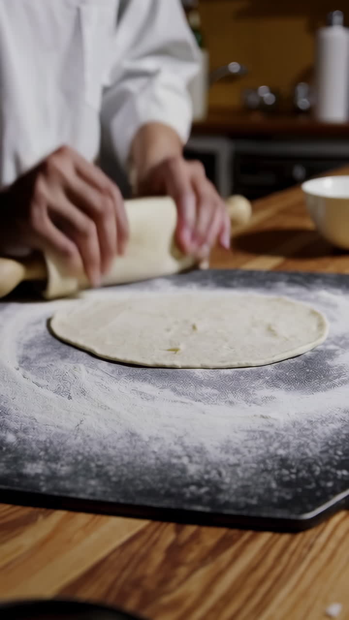 las manos rodando la masa con un rodillo