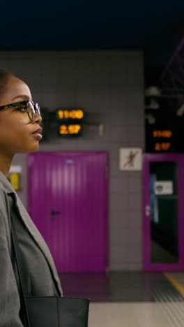 woman waiting at a metro station