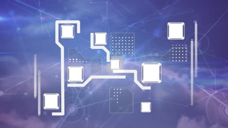 animation of networks of connections over sky