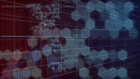 Animación-Del-Procesamiento-De-Datos-Financieros-Sobre-Una-Red-De-Hexágonos