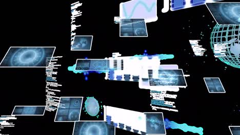 animación del procesamiento de datos sobre un fondo negro