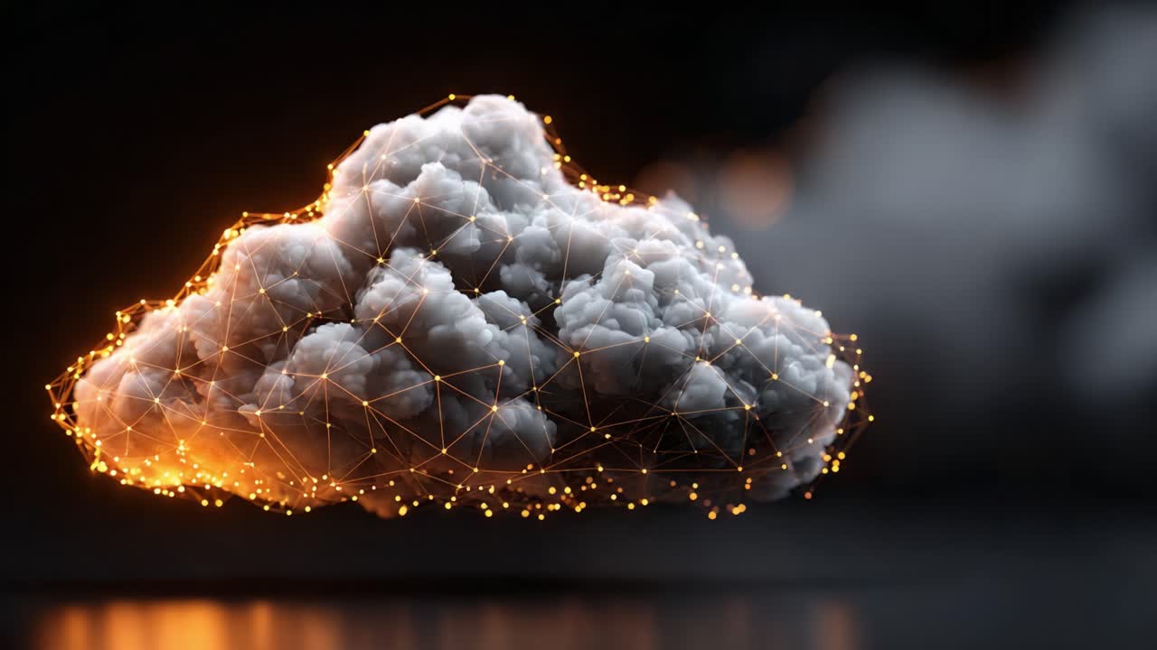 A Stunning Visualization of a Digitally Enhanced Cloud Forming in the Darkness, Highlighting Its Intricate Structure and Luminous Edges For a Breathtaking Atmospheric Effect
