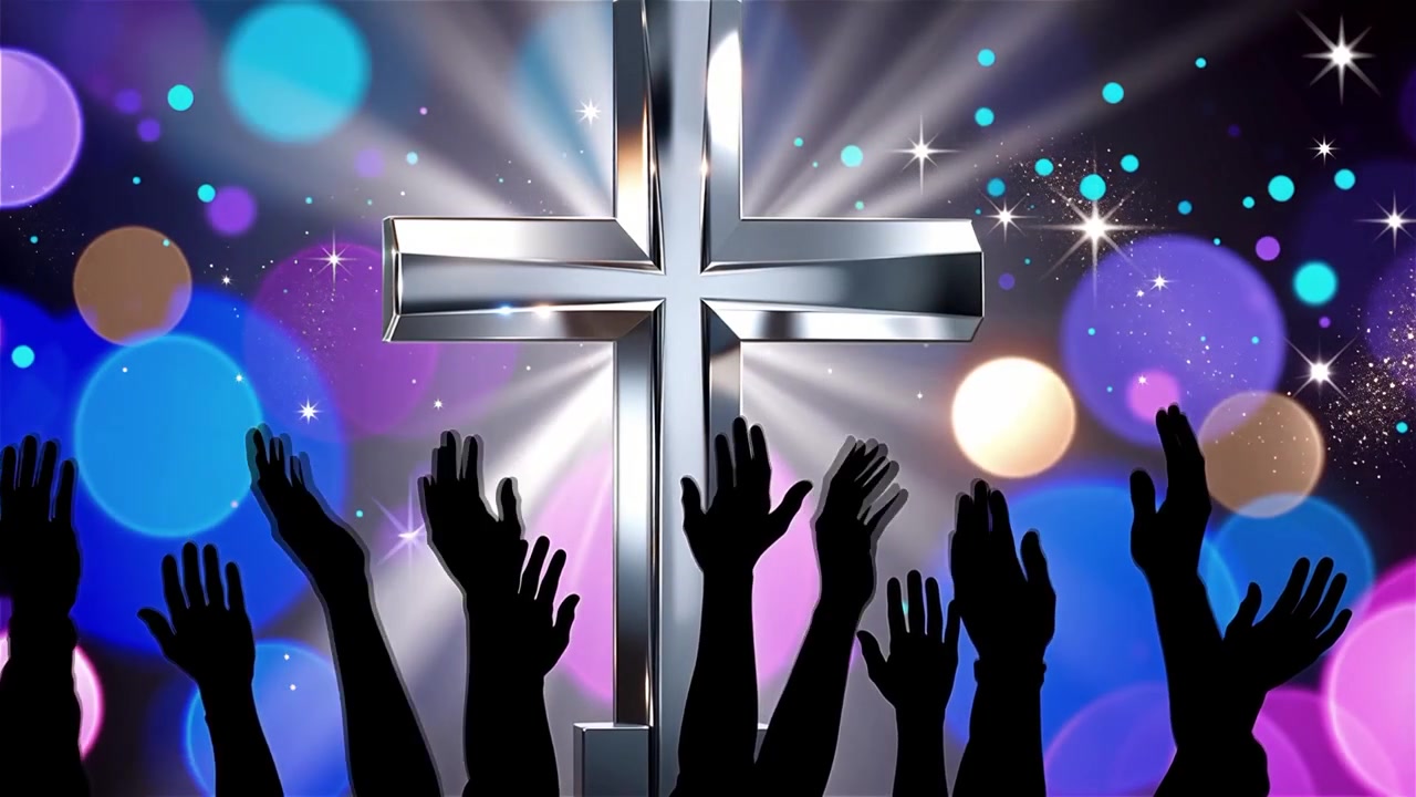 Christian Cross Heavenly Light Worship Background