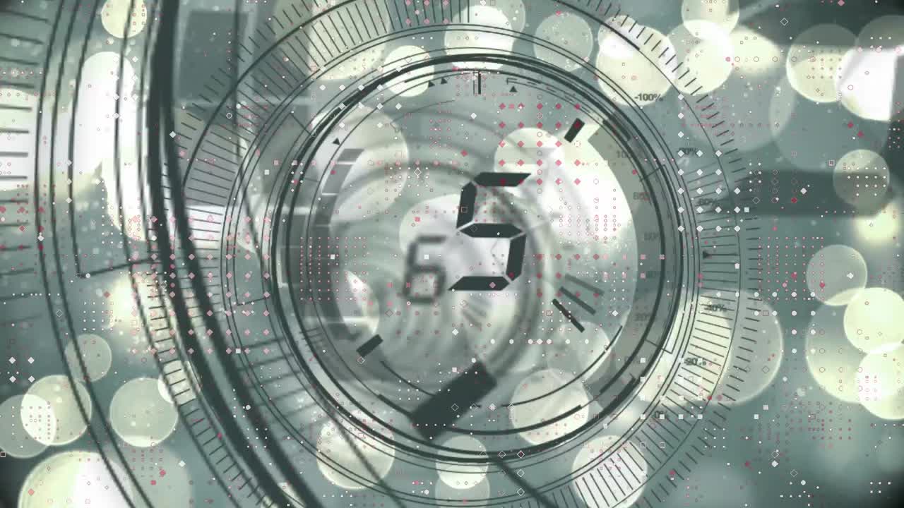 animación de puntos de luz sobre el escaneo de alcance con un número creciente