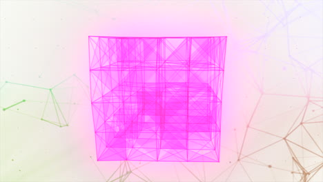 cubo de marco de alambre rosa abstracto