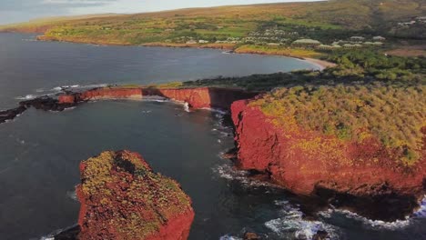 a flyover aerial of manele point on the hawaii island of lanai